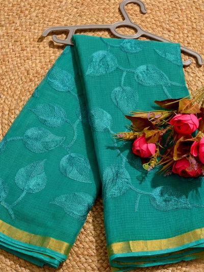 Pankhudi Kota Doria Serene Green Saree Embroidered