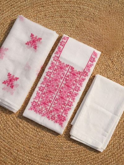 Kashidakari Kota Doria Embroidered Chalky White Suit