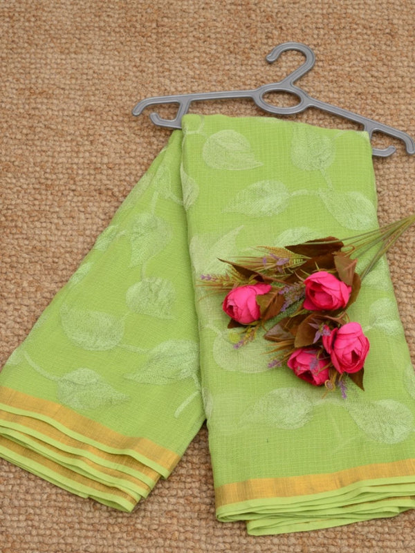 Pankhudi Kota Doria Light Green Saree Embroidered