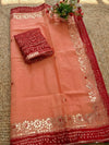 Gilded Grace Kota Cotton Gota Patti Saree Peach