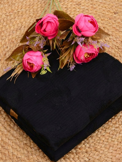 Pankhudi Kota Doria Intense Black Saree Embroidered