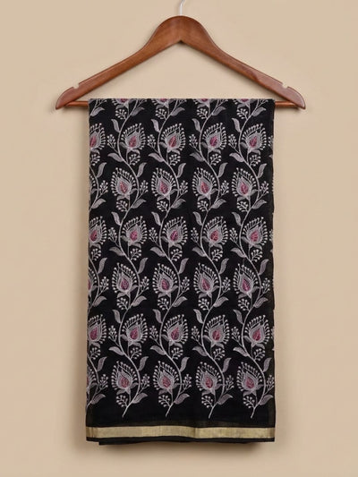 Kashidakari Embroidered Kota Doria Bold Black Suit (T+B+D)s