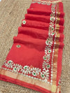 Gilded Grace Kota Cotton Gota Patti Maroon Saree