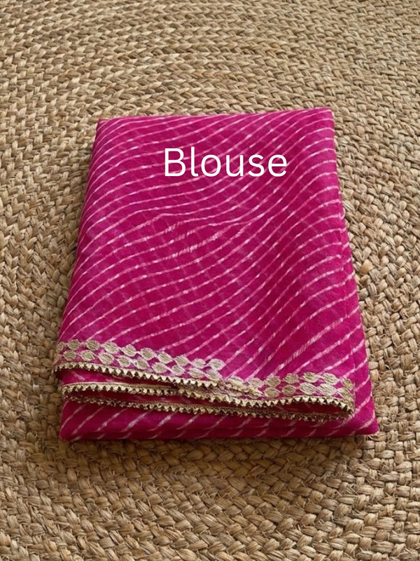 Gilded Grace Kota Cotton Gota Patti Saree Light Pink