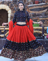 Indiehaat | Blockprinted Cotton Red & Black Lehanga Choli Set