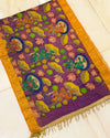 Indiehaat | Mangalagiri Silk Handpainted Yellow Dupatta