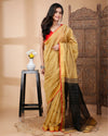 Indiehaat | Resam Silk Yellow Saree Handloom Weaving