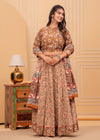 Indiehaat | Blockprinted Brown Lehanga Choli Set