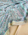 Indiahaat | Maheshwari Silk Saree Sea Green Color Handblock Print