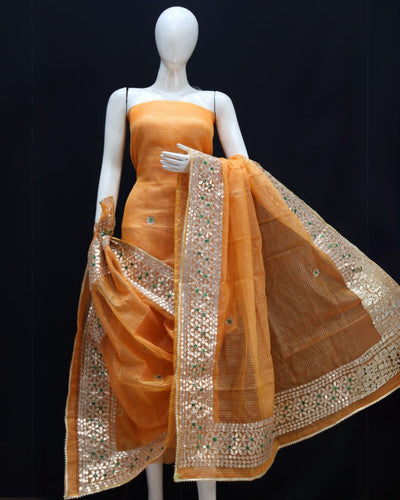 Indiehaat | Kota Cotton Gota Patti Orange Suit Set