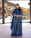 Indiehaat | Blockprinted Cotton Indigo Blue Lehanga Choli Set