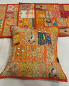 Indiehaat Khamma Ghani Kambadiya Orange Cushion Cover | Elegant Décor