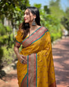 Indiehaat | Paithani Silk Yellow Zari Weaving Saree