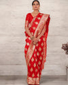 Indiehaat | Banarasi Silk Satin Weaving Red Saree