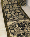 Indiehaat | Mangalagiri Silk Handpainted Black Saree