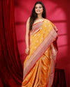 Indiehaat | Banarasi Silk Brocade Weaving Yellow Saree