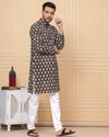 Indiehaat | Royal Reflection BlockPrinted Cotton Kurta Pyjama Intense Black