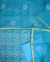 Indiehaat|Kota Doria Embroidered Blue Suits(Top+Bottom+Dupatta)