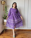 Indiehaat | Blockprinted Cotton Long Dress Purple