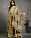 Indiehaat | Blockprinted Cotton Yellow Stitched Lehanga