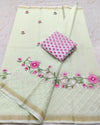 Kota Doria Off-White Saree Embroidery