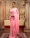 Indiehaat | Mul Cotton Plain Saree Pink with Tassel