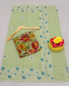 Indiehaat | Kota Doria Embroidered Green Saree | Mesmerizing