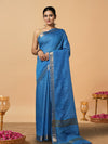 Handcrafted Kota Silk Plain Saree Ocean Blue