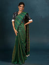Dreamy Pure Linen Kantha Work Saree Spectra Green