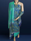 Katan Silk Oceanic Blockprint Blue Suit