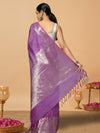 Expressive Banarasi Silk Linen Handloom Purple Saree