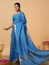 Handcrafted Kota Silk Plain Saree Ocean Blue