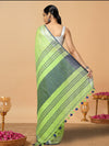 Illuminating Handwoven Pure Linen Green Saree