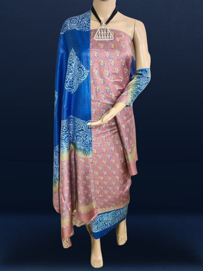 Katan Silk Blushing Blockprint Pink Suit