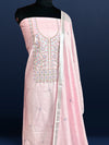 Gulmohar Slub Linen Rose Pink Unstitched Suit