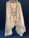 Embroidered Blushing Kota Doria Peach Suit (Top+Dupatta)