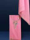Embroidered Fanciful Kota Doria Pink Suit (Top+Dupatta)
