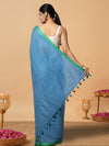Tranquil Slub Linen Hand Dyed Blue Saree