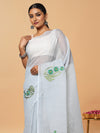 Vivid White Pure Kota Doria Saree Embroidered
