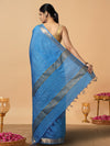 Handcrafted Kota Silk Plain Saree Ocean Blue