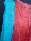 Handdyed Katan Silk Blue & Red Contrast Suit