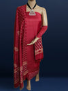 Katan Silk Surreal Blockprint Red Suit