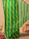 Ornamental Pure Silk Kota Doria Green Saree Handcrafted