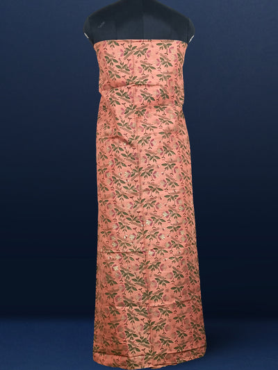 Printed Khadi Silk Peach Suit
