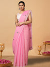 Kota Doria Chic Pink Saree Allover Embroidery Handcrafted
