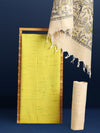Splendid Katan Silk Yellow Madhubani Suit