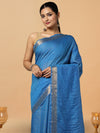Handcrafted Kota Silk Plain Saree Ocean Blue