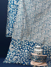 Katan Silk Radiating Blockprint Royal Blue Suit