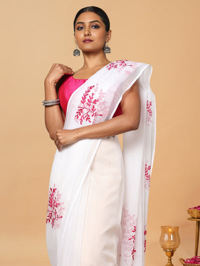 Quill Gray Pure Kota Doria Saree Embroidered