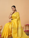 Handcrafted Kota Silk Mustard Plain Saree